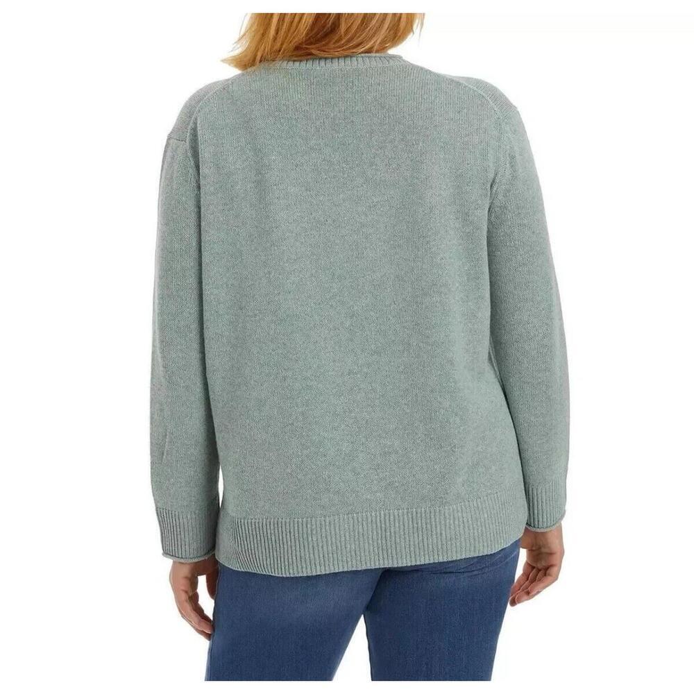 Ella Moss Women's Crew Neck Knit Pullover Sweater, Green, Size S. W - Picture 2 of 2